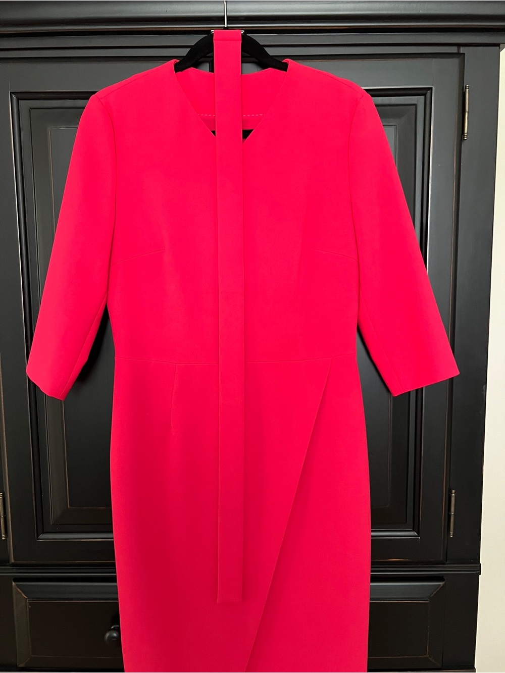 Hugo Boss Vibrant Coral Belted Sheath Dress